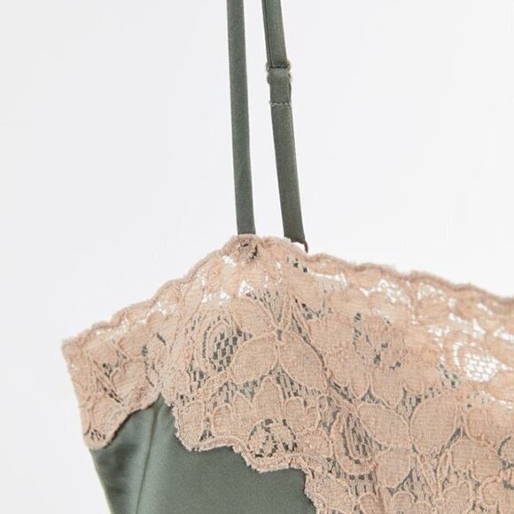New Zara Satin Lace Adjustable Strap Watery Green Lingerie Slip Mini Dress Large - Picture 7 of 17